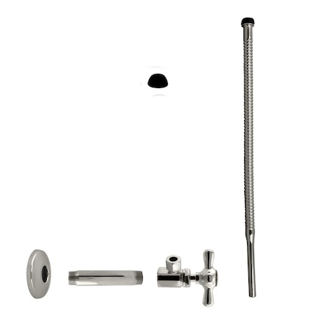 Westbrass Supply Kit, 1/2" IPS x 3/8" OD x 15" Corrugated in Polished Nickel D103K15X-05